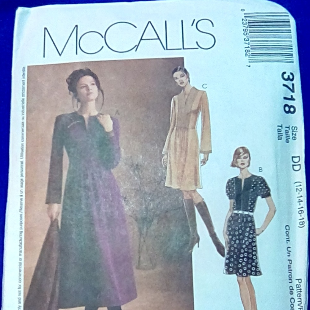 McCall's Princess Seams Dress Size 12-14-16-18
